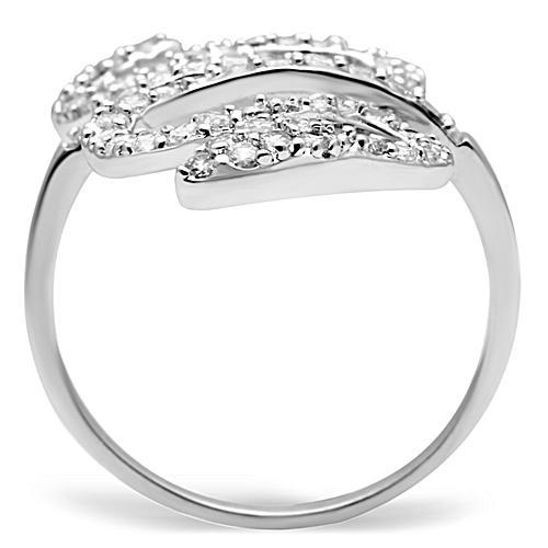 3W138 - Rhodium Brass Ring with AAA Grade CZ  in Clear-2