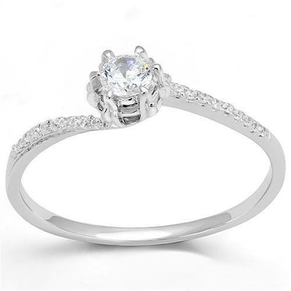 3W1392 - Rhodium 925 Sterling Silver Ring with AAA Grade CZ  in Clear-0