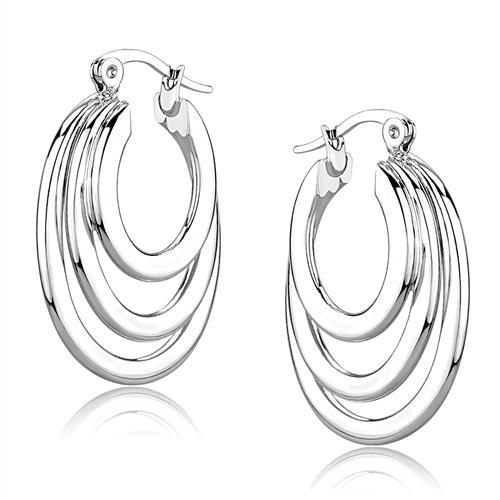 3W1394 - Rhodium Brass Earrings with No Stone-0