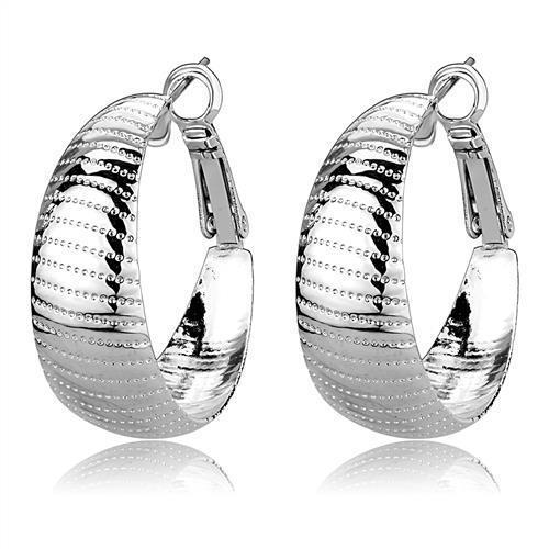 3W1399 - Rhodium Brass Earrings with No Stone-0
