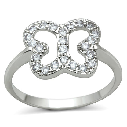 3W139 - Rhodium Brass Ring with AAA Grade CZ  in Clear-0