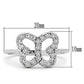 3W139 - Rhodium Brass Ring with AAA Grade CZ  in Clear-1