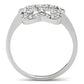 3W139 - Rhodium Brass Ring with AAA Grade CZ  in Clear-2