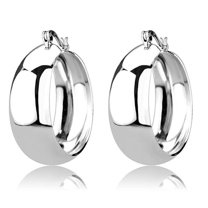3W1400 - Rhodium Brass Earrings with No Stone-0