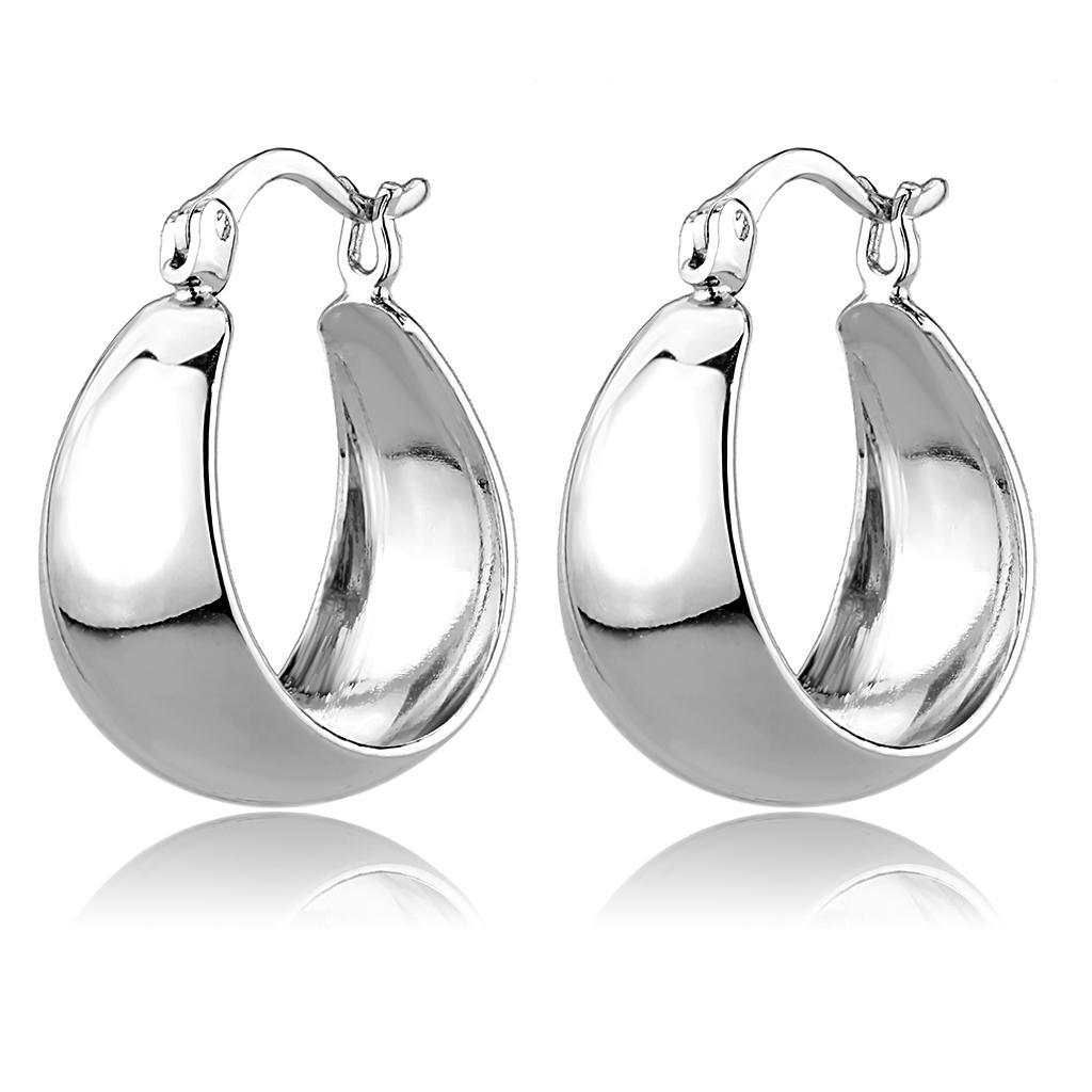 3W1402 - Rhodium Brass Earrings with No Stone-0