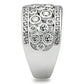 3W141 - Rhodium Brass Ring with AAA Grade CZ  in Clear-2