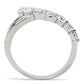 3W142 - Rhodium Brass Ring with AAA Grade CZ  in Clear-2