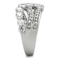 3W142 - Rhodium Brass Ring with AAA Grade CZ  in Clear-3