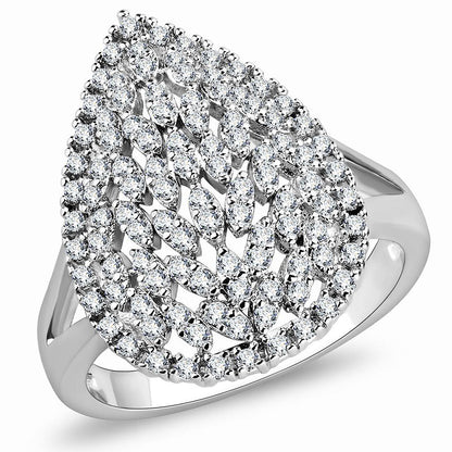 3W1436 - Rhodium Brass Ring with AAA Grade CZ  in Clear-0