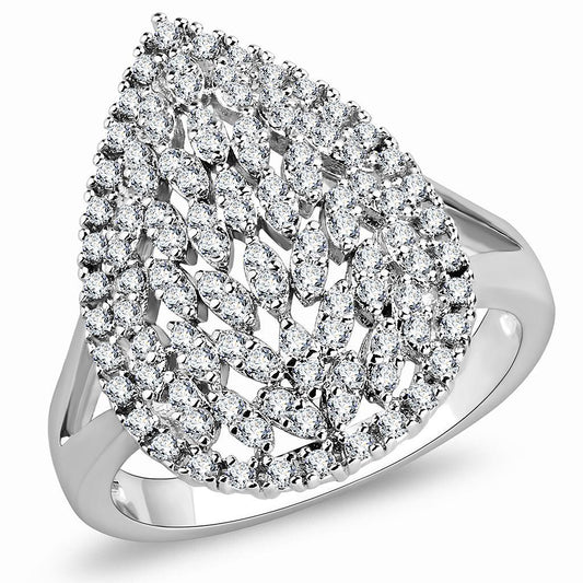 3W1436 - Rhodium Brass Ring with AAA Grade CZ  in Clear-0