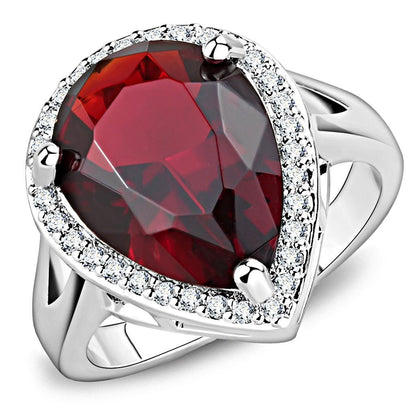 3W1438 - Rhodium Brass Ring with Synthetic Synthetic Glass in Siam-0