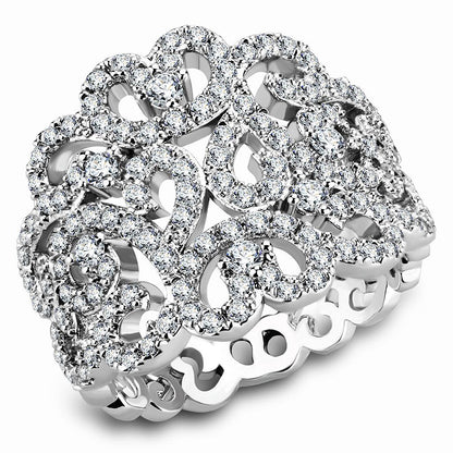 3W1439 - Rhodium Brass Ring with AAA Grade CZ  in Clear-0