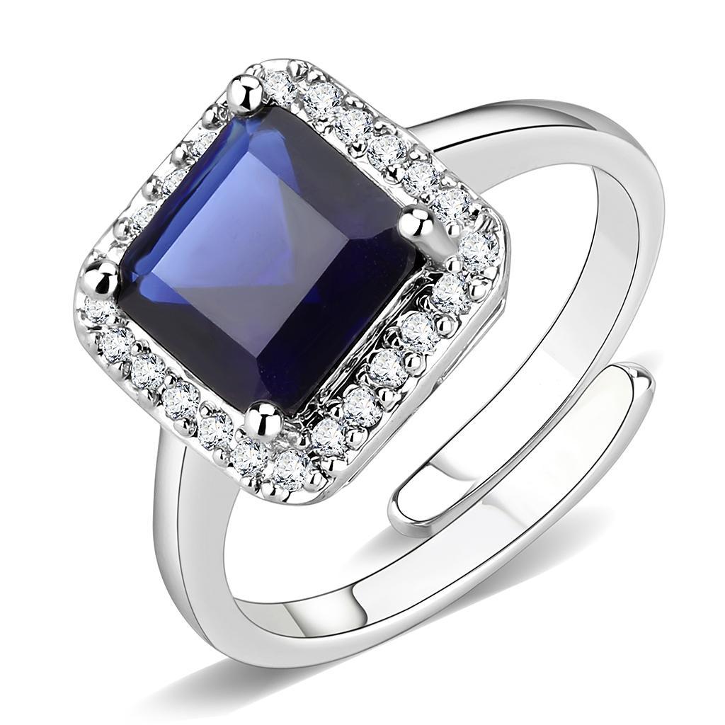 3W143 - Rhodium Brass Ring with Synthetic Synthetic Glass in Montana-0