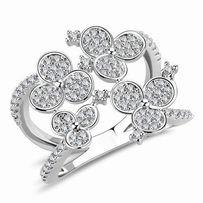 3W1447 - Rhodium Brass Ring with AAA Grade CZ  in Clear-0