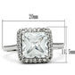 3W144 - Rhodium Brass Ring with AAA Grade CZ  in Clear-1