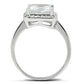 3W144 - Rhodium Brass Ring with AAA Grade CZ  in Clear-2