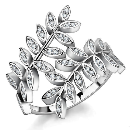 3W1457 - Rhodium Brass Ring with AAA Grade CZ  in Clear-0