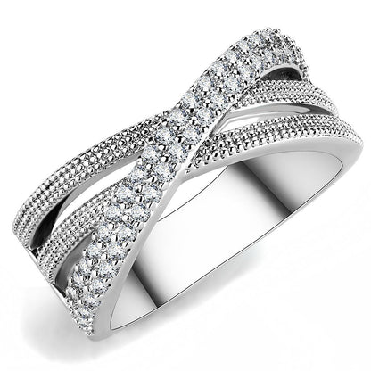3W1464 - Rhodium Brass Ring with AAA Grade CZ  in Clear-0