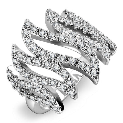 3W1467 - Rhodium Brass Ring with AAA Grade CZ  in Clear-0