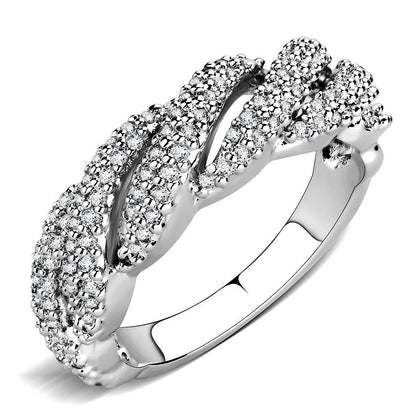 3W1468 - Rhodium Brass Ring with AAA Grade CZ  in Clear-0