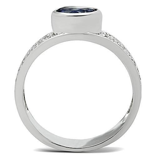3W146 - Rhodium Brass Ring with Synthetic Synthetic Glass in Light Sapphire-2