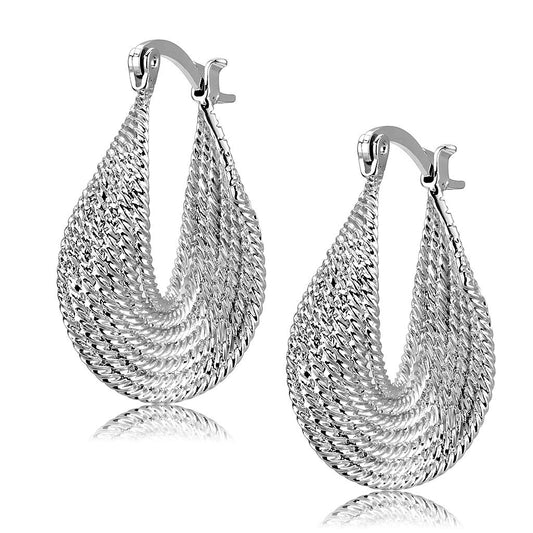3W1476 - Rhodium Brass Earrings with No Stone-0