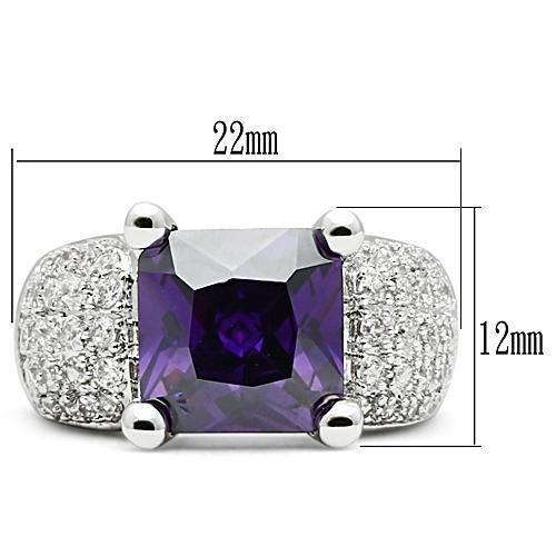 3W148 - Rhodium Brass Ring with AAA Grade CZ  in Amethyst-1