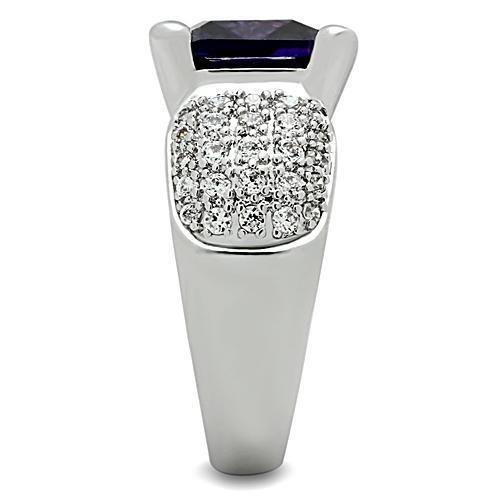3W148 - Rhodium Brass Ring with AAA Grade CZ  in Amethyst-3