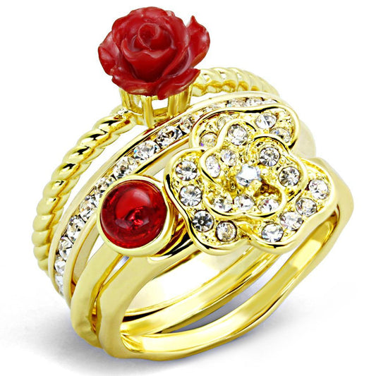 3W1495 - Gold Brass Ring with Synthetic Synthetic Stone in Siam-0