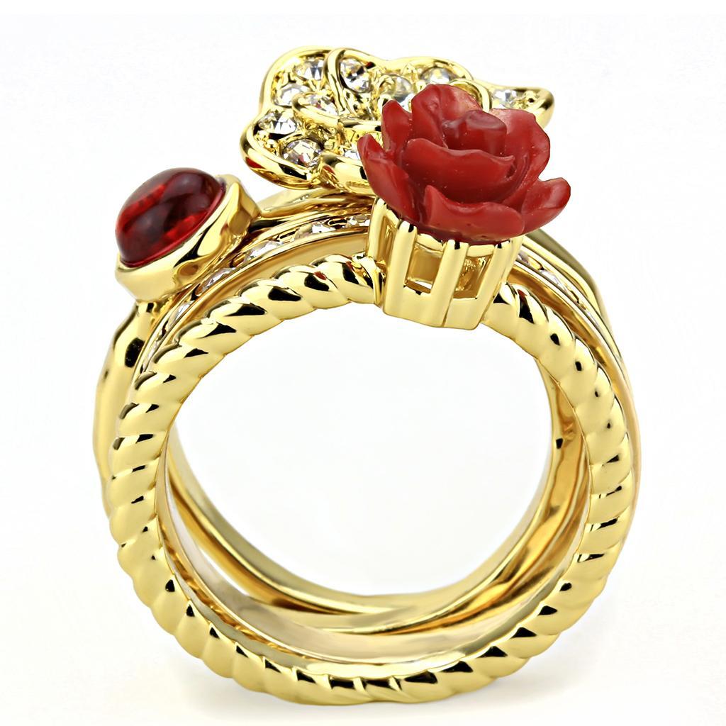 3W1495 - Gold Brass Ring with Synthetic Synthetic Stone in Siam-2