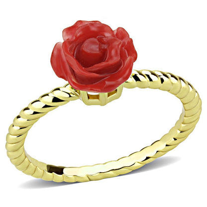 3W1498 - Gold Brass Ring with Synthetic Synthetic Stone in Siam-0