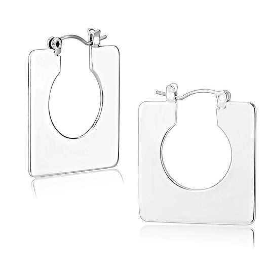 3W1500 - Rhodium Brass Earrings with No Stone-0
