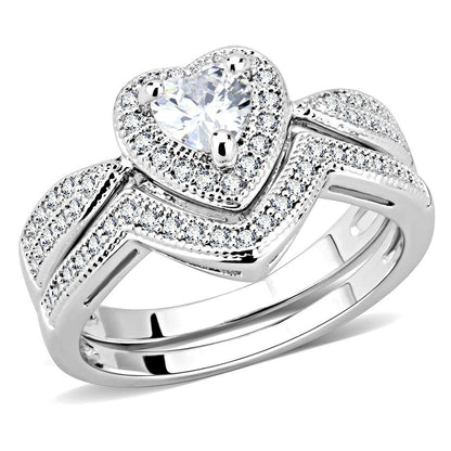 3W1508 - Rhodium Brass Ring with AAA Grade CZ  in Clear-0