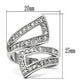 3W150 - Rhodium Brass Ring with AAA Grade CZ  in Clear-1