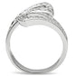 3W150 - Rhodium Brass Ring with AAA Grade CZ  in Clear-2