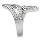 3W150 - Rhodium Brass Ring with AAA Grade CZ  in Clear-3