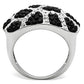 3W151 - Rhodium + Ruthenium Brass Ring with Top Grade Crystal  in Multi Color-2
