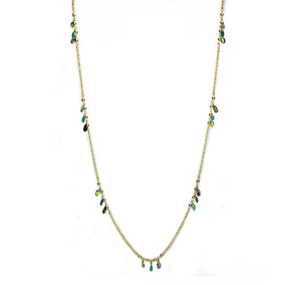 3W1537 - Gold Brass Necklace with Synthetic Jade in Emerald-0