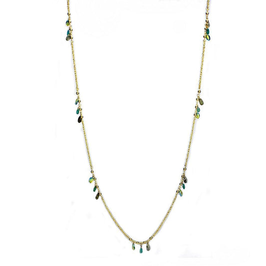 3W1537 - Gold Brass Necklace with Synthetic Jade in Emerald-0