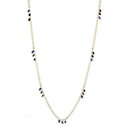 3W1538 - Gold Brass Necklace with Semi-Precious Amethyst Crystal in Amethyst-0