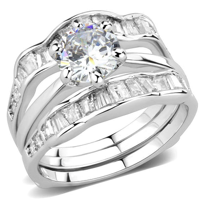 3W1557 - Rhodium Brass Ring with AAA Grade CZ  in Clear-0