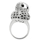 3W155 - Rhodium Brass Ring with AAA Grade CZ  in Jet-2
