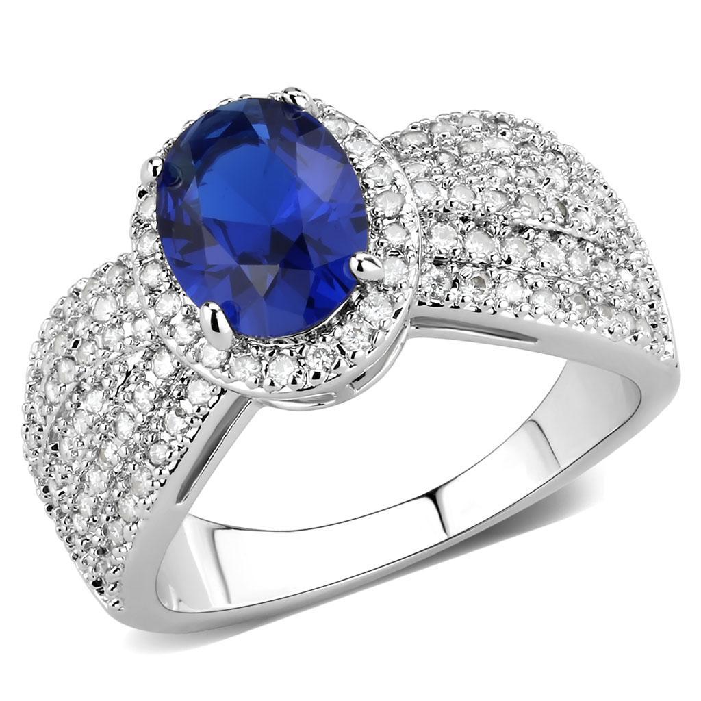 3W1563 - Rhodium Brass Ring with Synthetic Spinel in London Blue-0