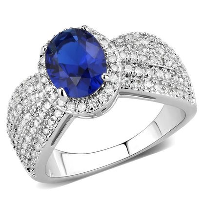 3W1563 - Rhodium Brass Ring with Synthetic Spinel in London Blue-0