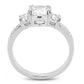 3W1571 - Rhodium Brass Ring with AAA Grade CZ  in Clear-3