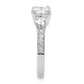 3W1571 - Rhodium Brass Ring with AAA Grade CZ  in Clear-4