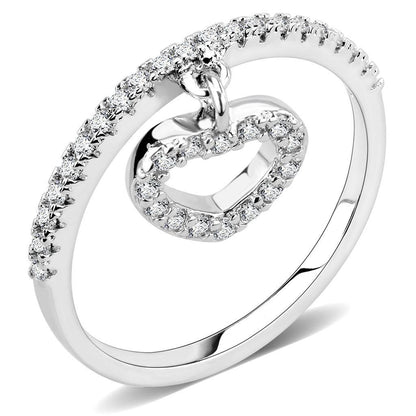3W1579 - Rhodium Brass Ring with AAA Grade CZ  in Clear-0