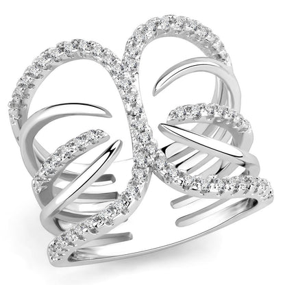 3W1580 - Rhodium Brass Ring with AAA Grade CZ  in Clear-0