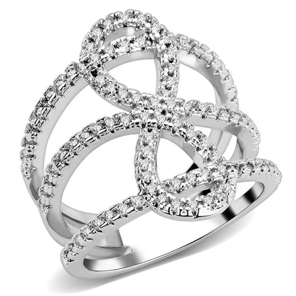 3W1587 - Rhodium Brass Ring with AAA Grade CZ  in Clear-0