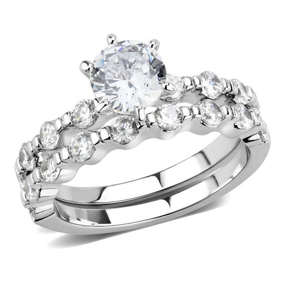 3W1593 - Rhodium Brass Ring with AAA Grade CZ  in Clear-0